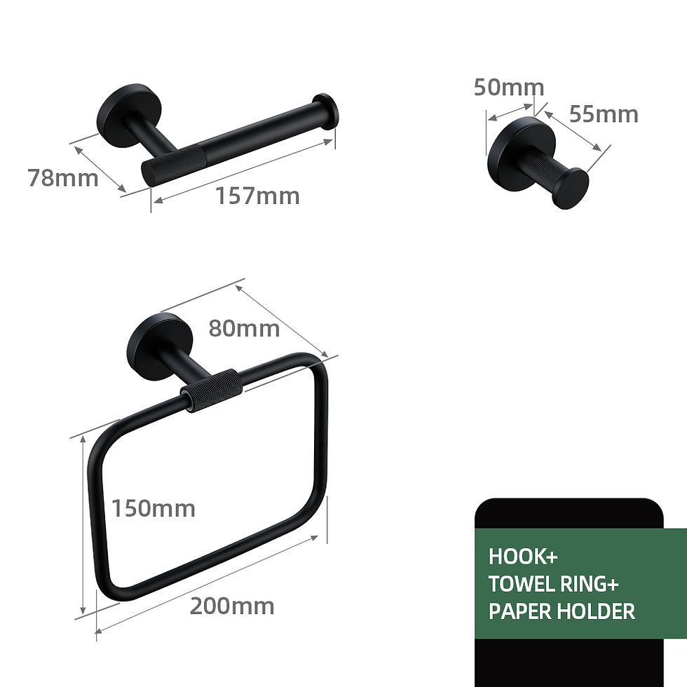 Thumbnail: Black Bathroom Accessories Brass Knurled Kit Paper Holder Towel Rack Shelf Singl
