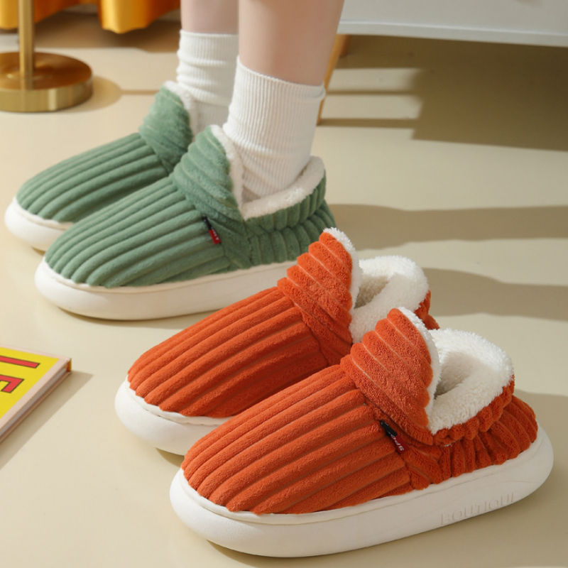 Thumbnail: Shevalues Winter Men Slippers Short Plush Men Cotton Boots Indoor Fluffy House F