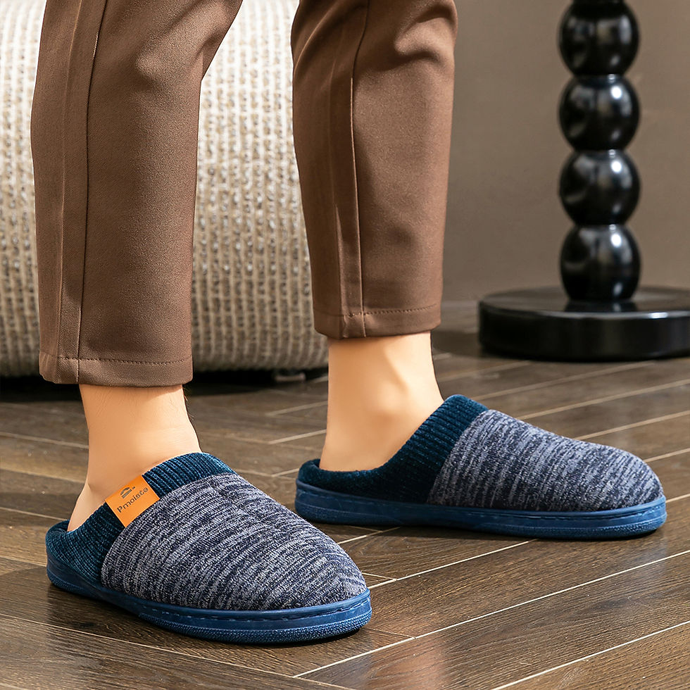 Thumbnail: Winter Slippers for Men TPR Non Slip Memory Foam Warm Soft Durable Casual Cushio