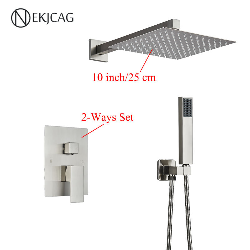 Thumbnail: Matte Black Wall Mounted Concealed Faucet Set Bathroom Waterfall Shower System S