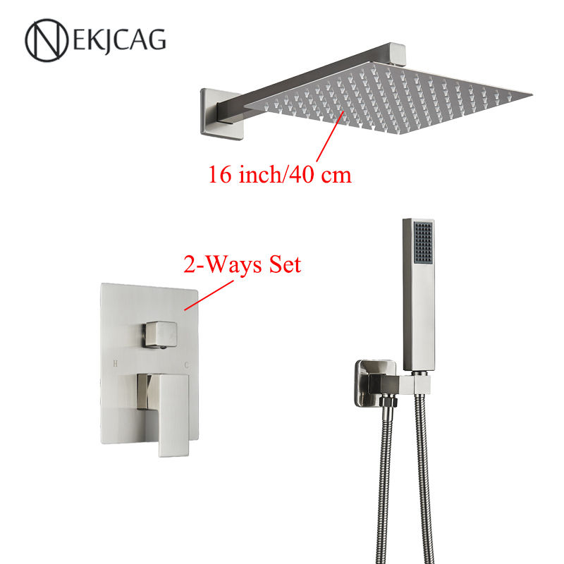 Thumbnail: Matte Black Wall Mounted Concealed Faucet Set Bathroom Waterfall Shower System S