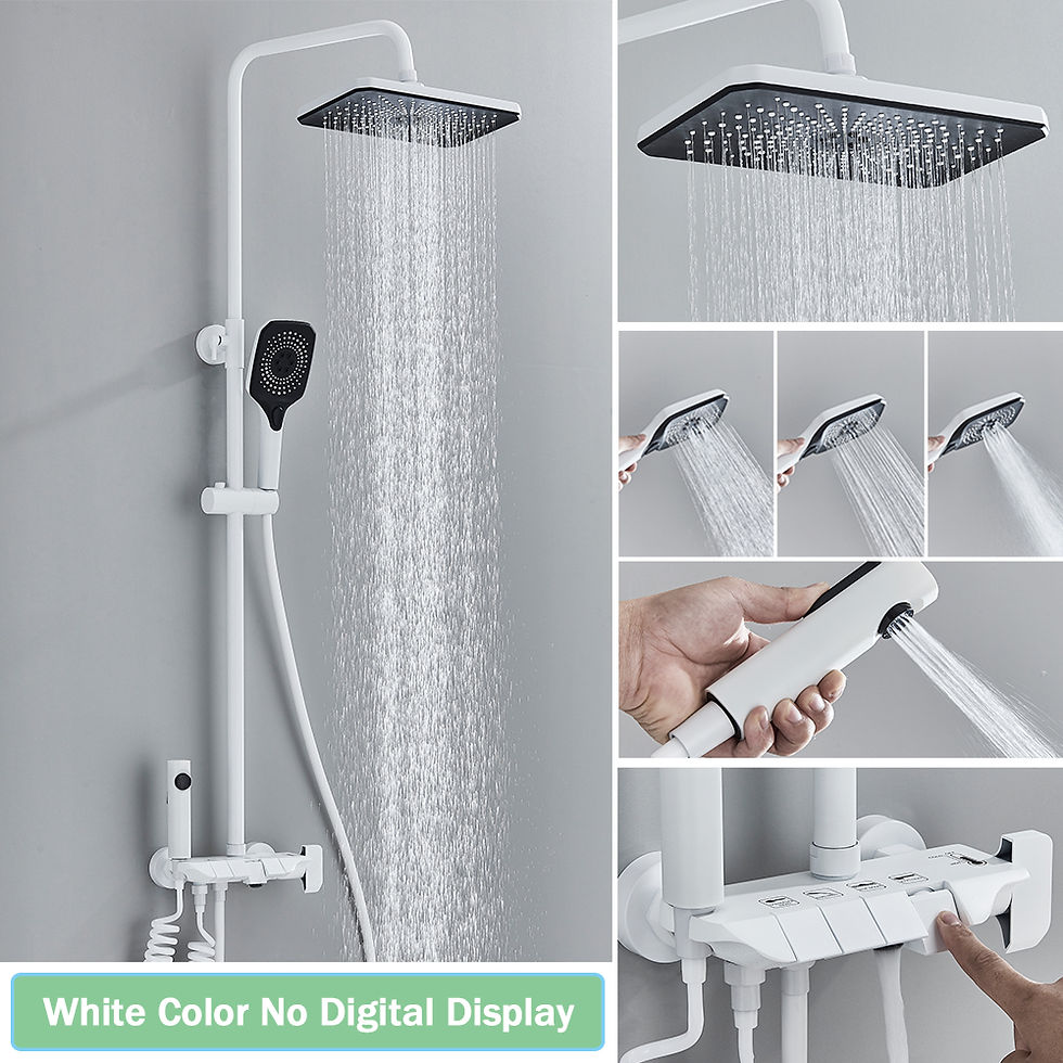 Thumbnail: Rozin Black Smart Digital Display Shower Faucet Set Piano Style Rainlfall Bathro