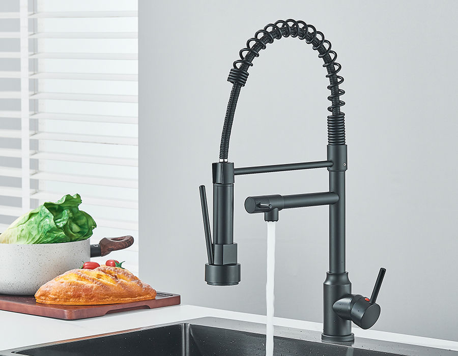 Thumbnail: Pull Down Spring Kitchen Faucet Single Lever Hot Cold Mixer Water For Kitchen Si