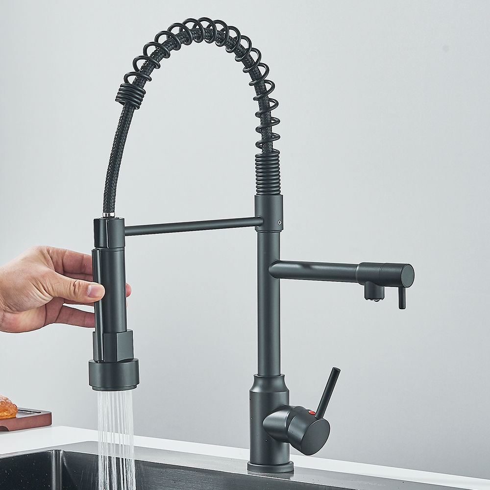 Pull Down Spring Kitchen Faucet Single Lever Hot Cold Mixer Water For Kitchen Si