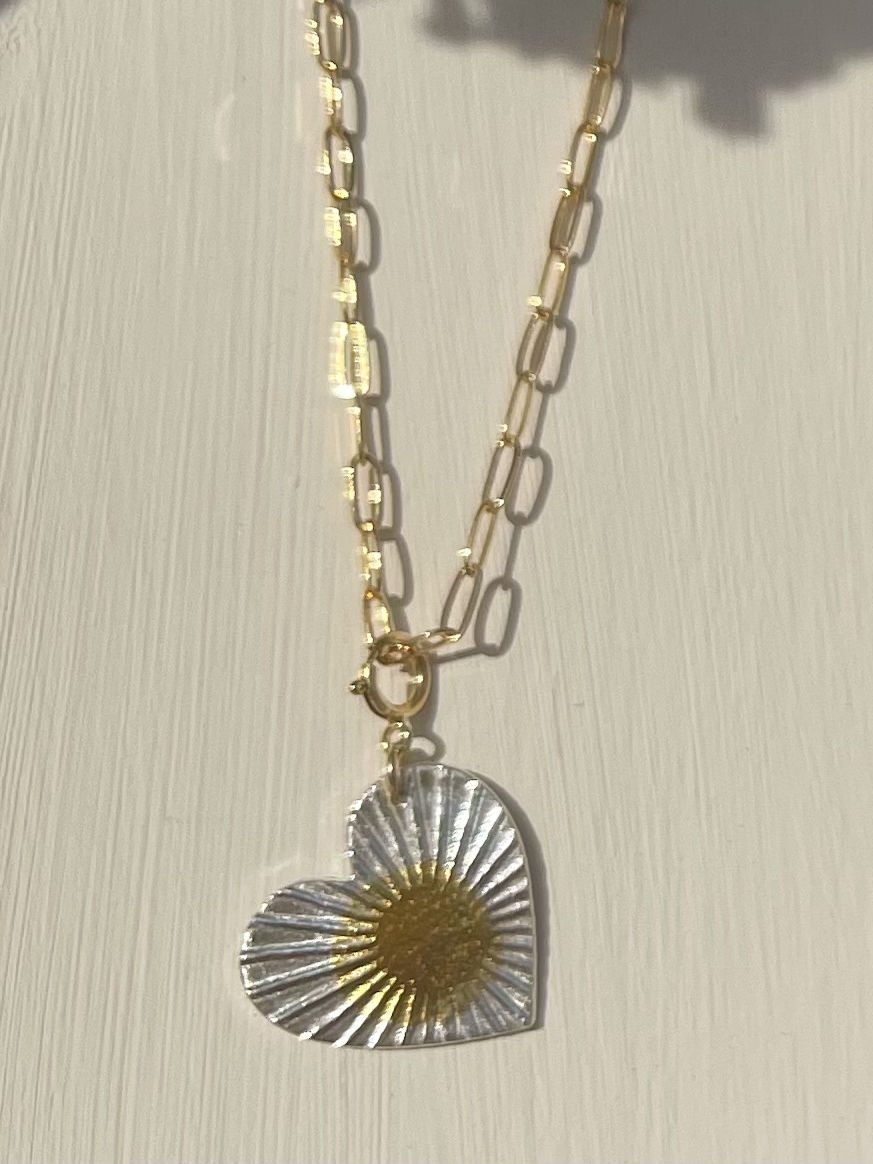 Thumbnail: The Heart Sun Rays Pendant Necklace