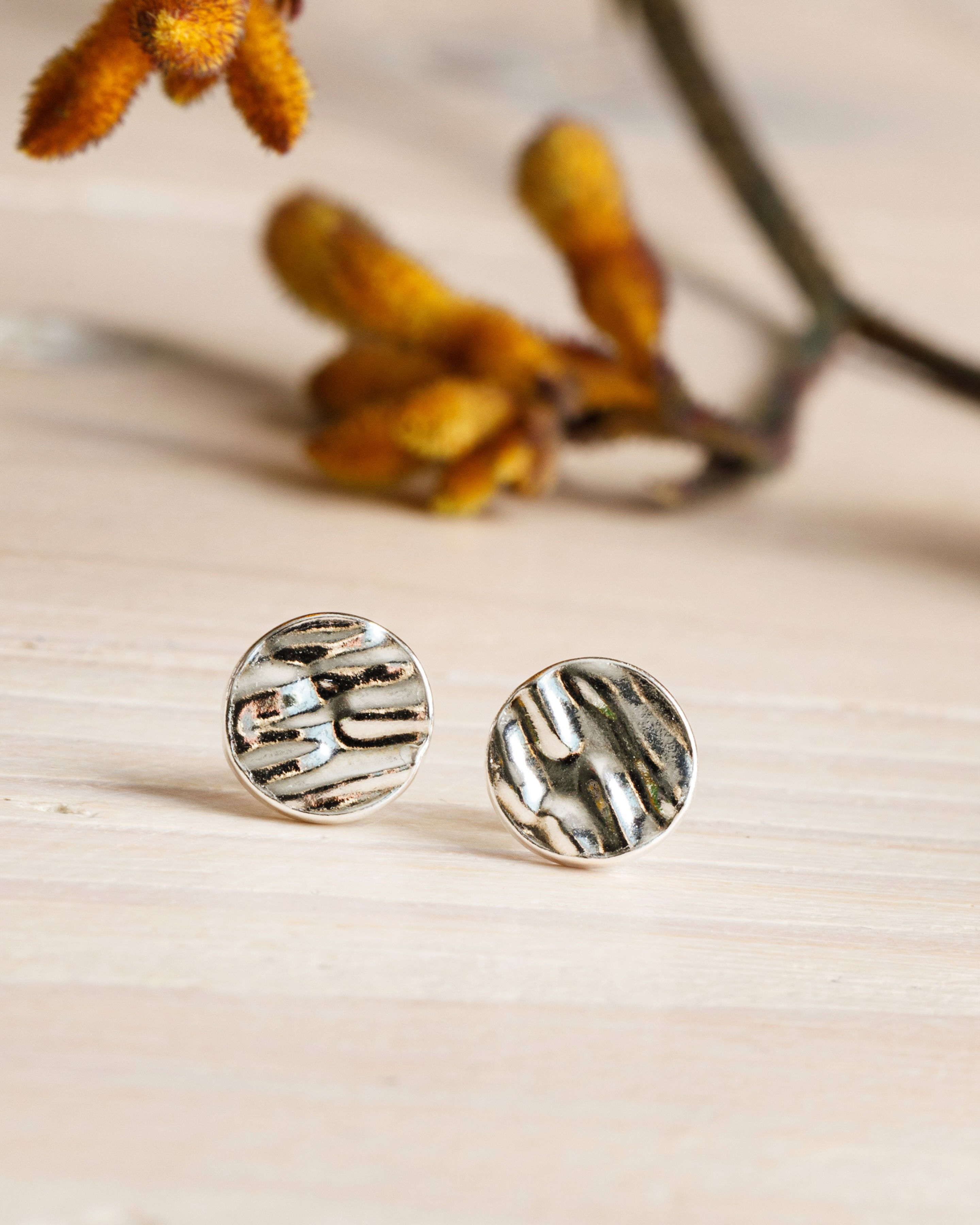 Ripples Stud Earrings, Silver