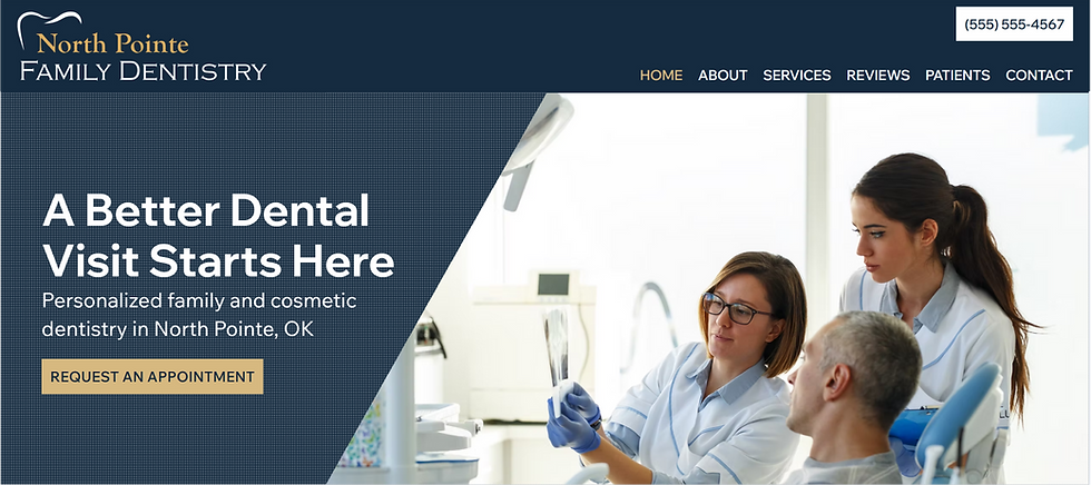 North Pointe Family Dentistry Wix Studio website template showing the homepage design