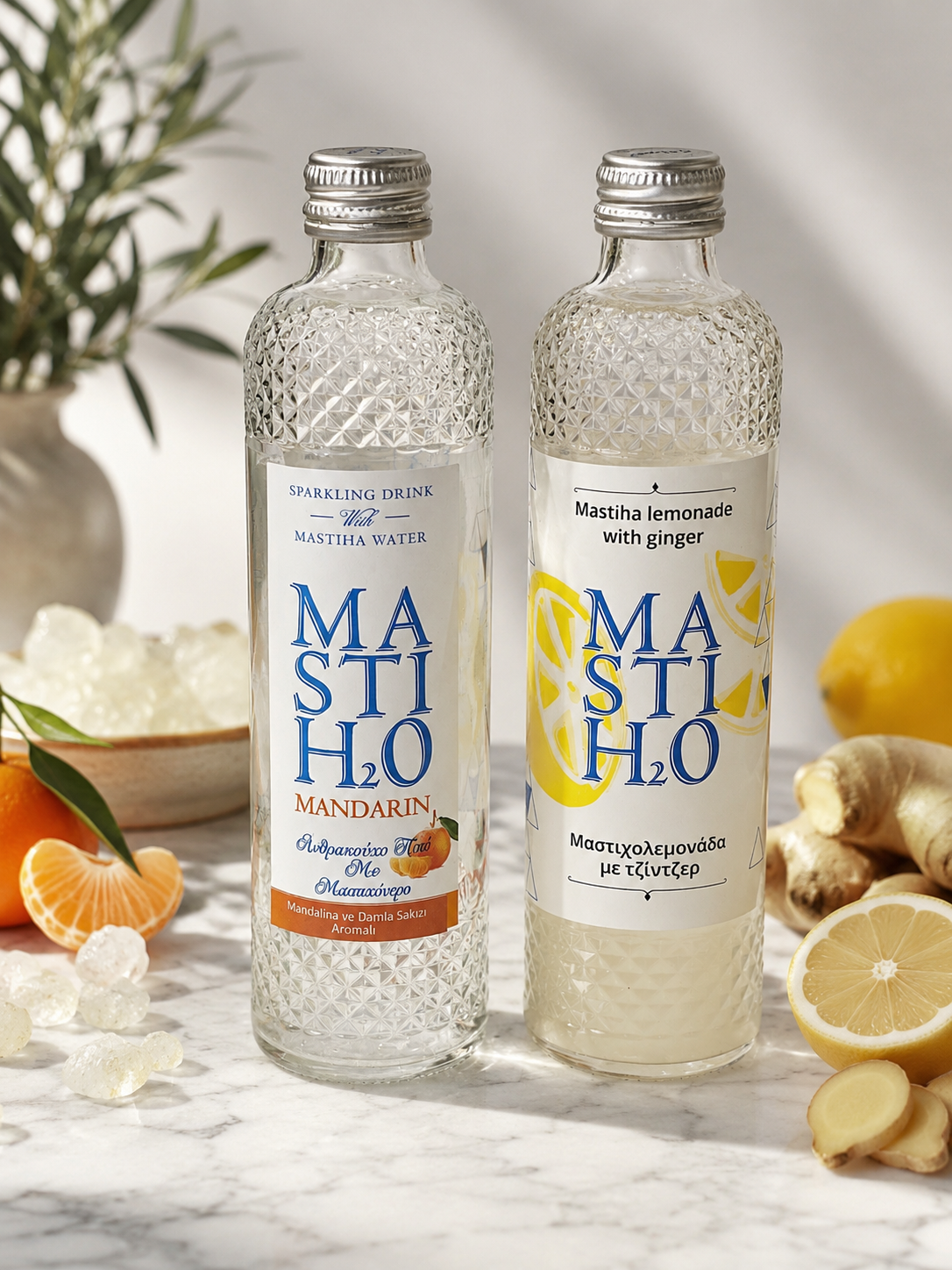 4 Mastiha Water with Mandarin+ 4 Lemonade with Ginger (8 Adet)