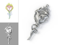 Silver Rose Necklace Design Sculpt
