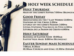 Holy Week Schedule - March 29-April 1