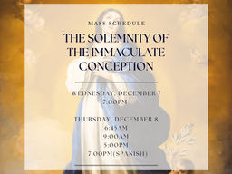 Immaculate Conception Mass Schedule