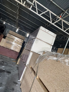 A warehouse filled with building materials