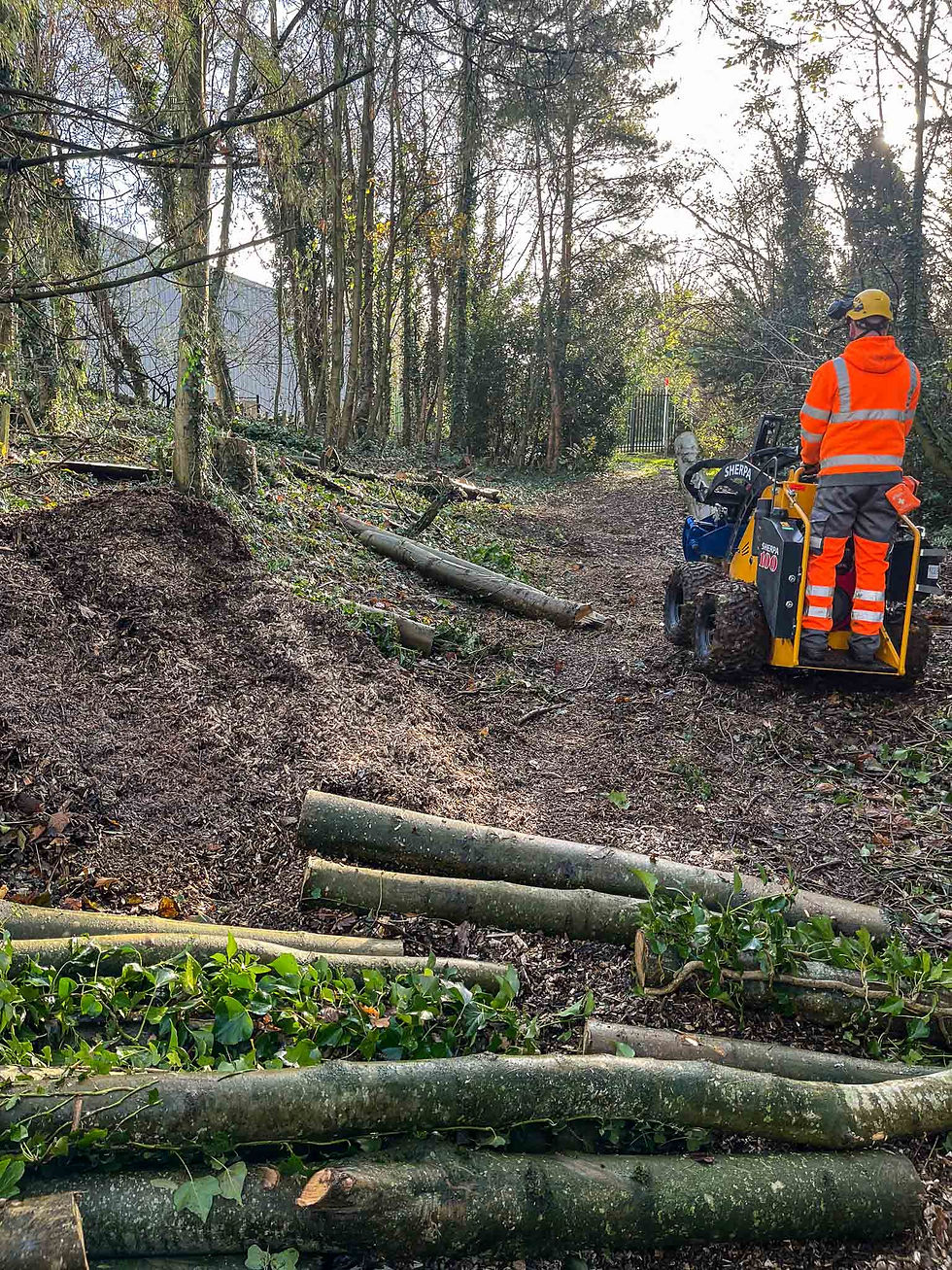 Specialist equipment being used on a site clearance