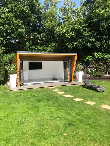 A garden with a TV inside of it