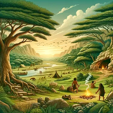 DALL·E 2024-05-17 00.57.14 - A detailed illustration of a prehistoric background. The scen