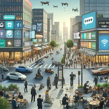 DALL·E 2024-05-27 01.32.32 - A detailed illustration of a busy contemporary city street in