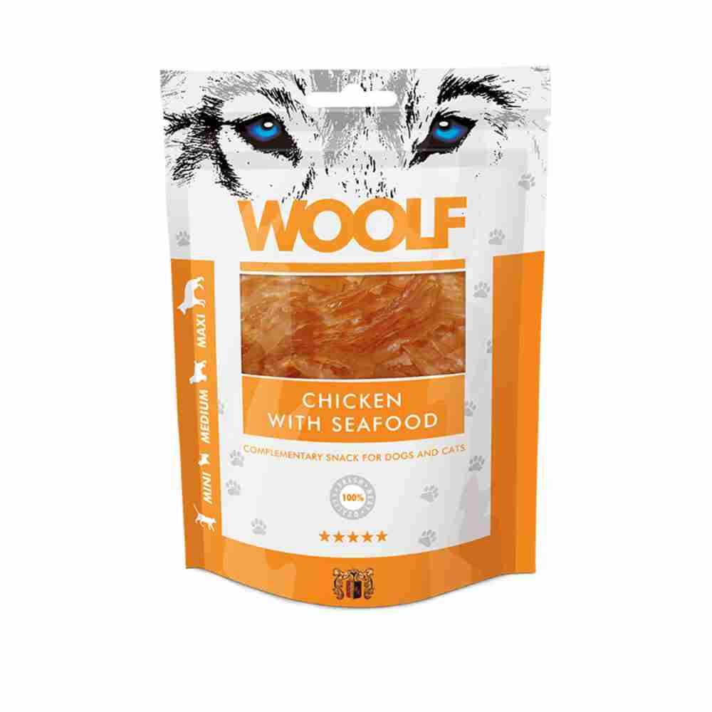 Woolf piščanec z morskimi sadeži, 100g