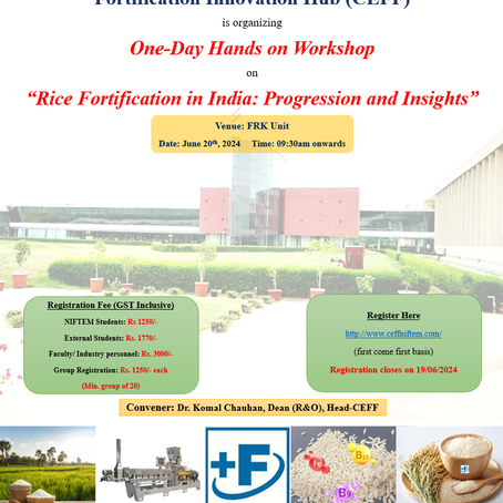 One-Day Hands on Workshop on “Rice Fortification in India: Progression and Insights”