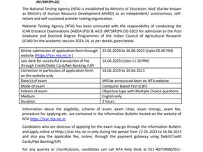  Inviting Online Applications for ICAR Entrance Examinations-2023 [AIEEA(PG) and AICEJRF/SRF(Ph.D)]