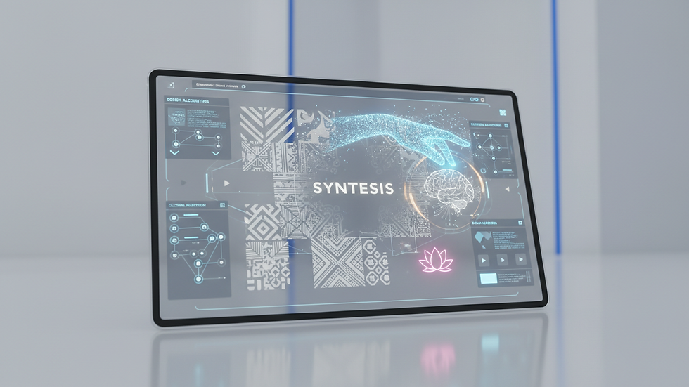 Close-up view of AI-powered design software creating culturally relevant visuals