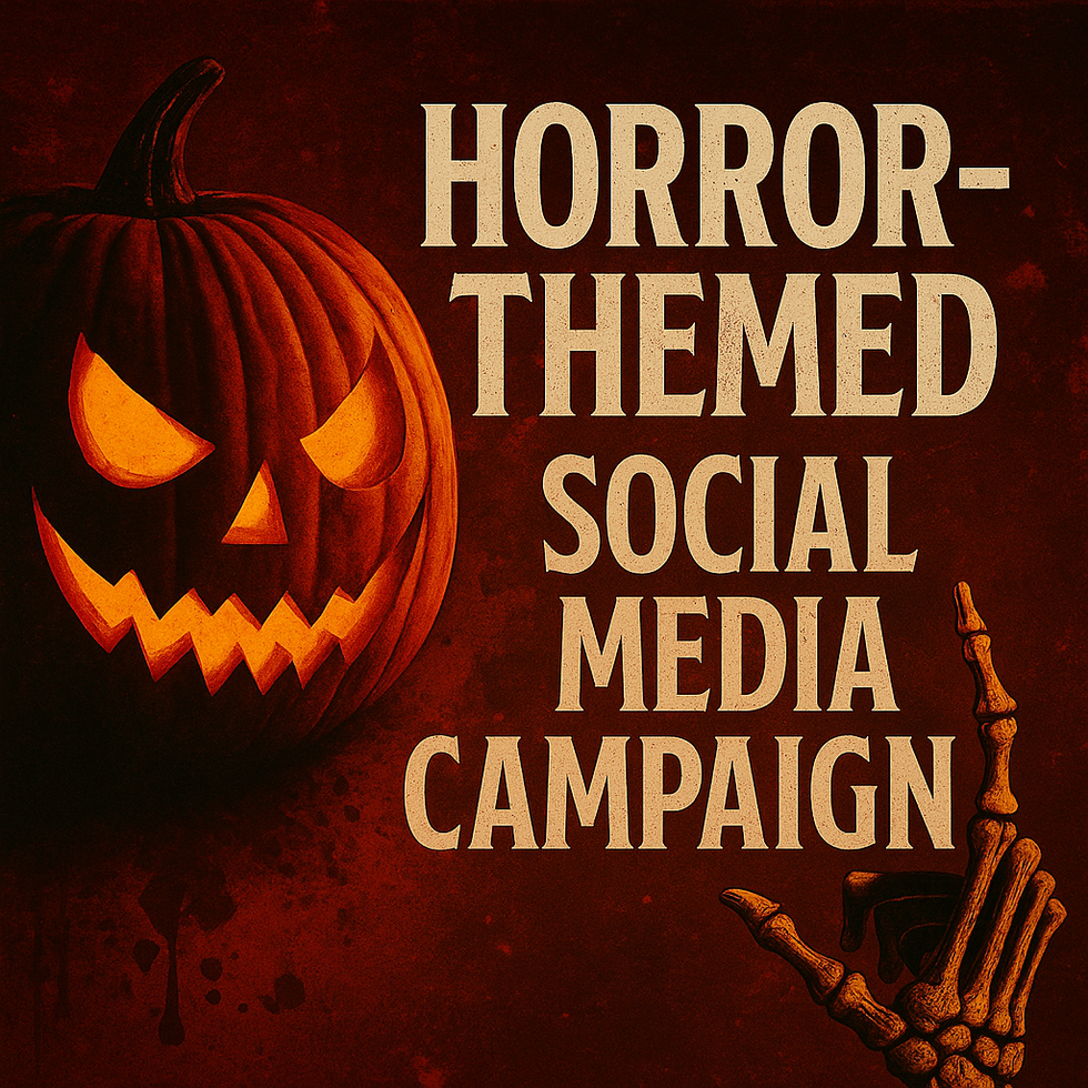 A haunting illustrated poster with a shadowy figure and eerie red tones