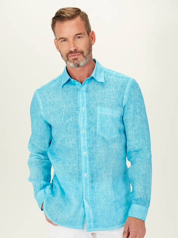 bright teal  linen shirt for men