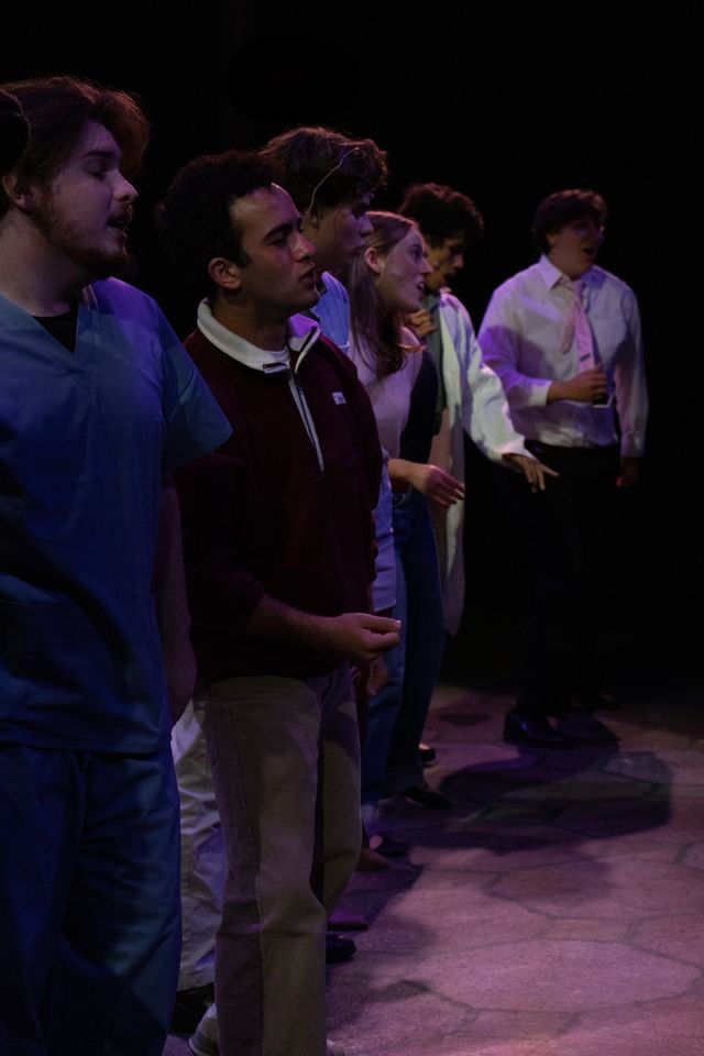(left to right) Fionn Borgerson as Richard, Corey Gudesblat as Gordon, Buck Thornton as Roger, Kate Merrin as Rhona, Xavier Cacanindin as Doctor, Jacob Goldbaum as Minister