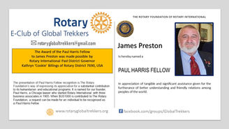 Jim Preston receives Paul Harris Fellow