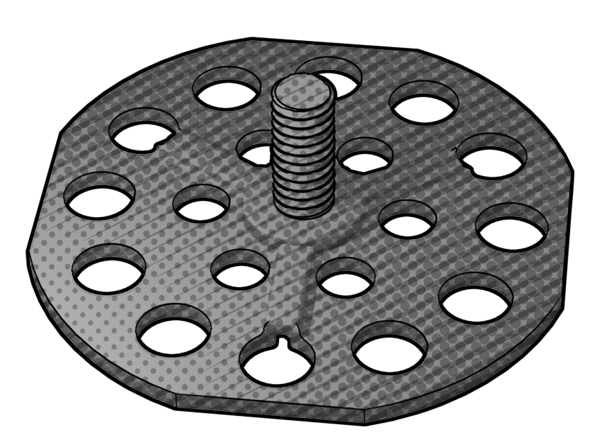 Steel Adhesive-Mount Stud, M4, 38mm Baseplate, 10mm Length