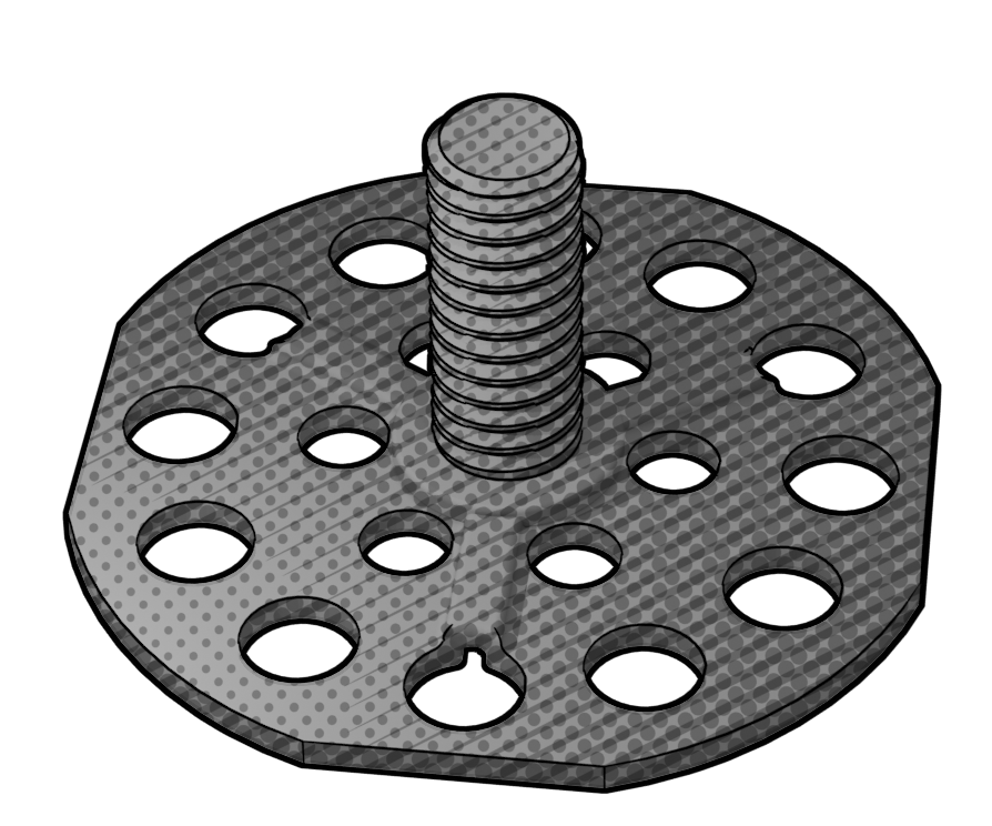 Stainless Steel Adhesive-Mount Stud, M6, 38mm Baseplate, 16mm Length