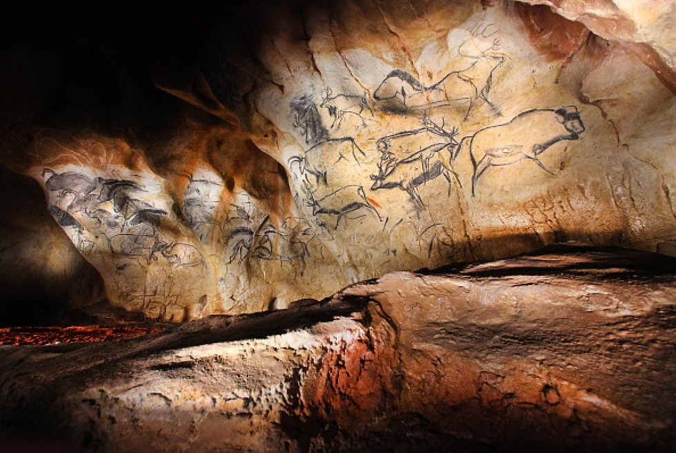 Chauvet Cave in Ardèche, France contains some of the most well preserved figurative cave paintings in the world, dating back 32,000 years ago to the Upper Paleolithic Ice Age.