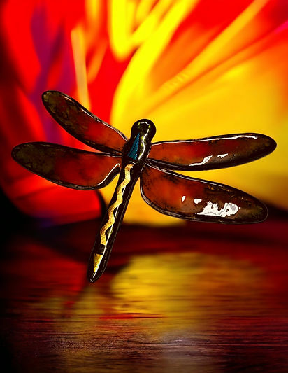 Fused glass dragonfly