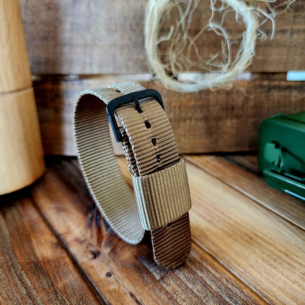 NATO® RAF Strap Khaki Tan Military Nylon Watch Strap 1pc Single Pass PVD Heavy Duty Think Nylon - 16mm 18mm 20mm 22mm