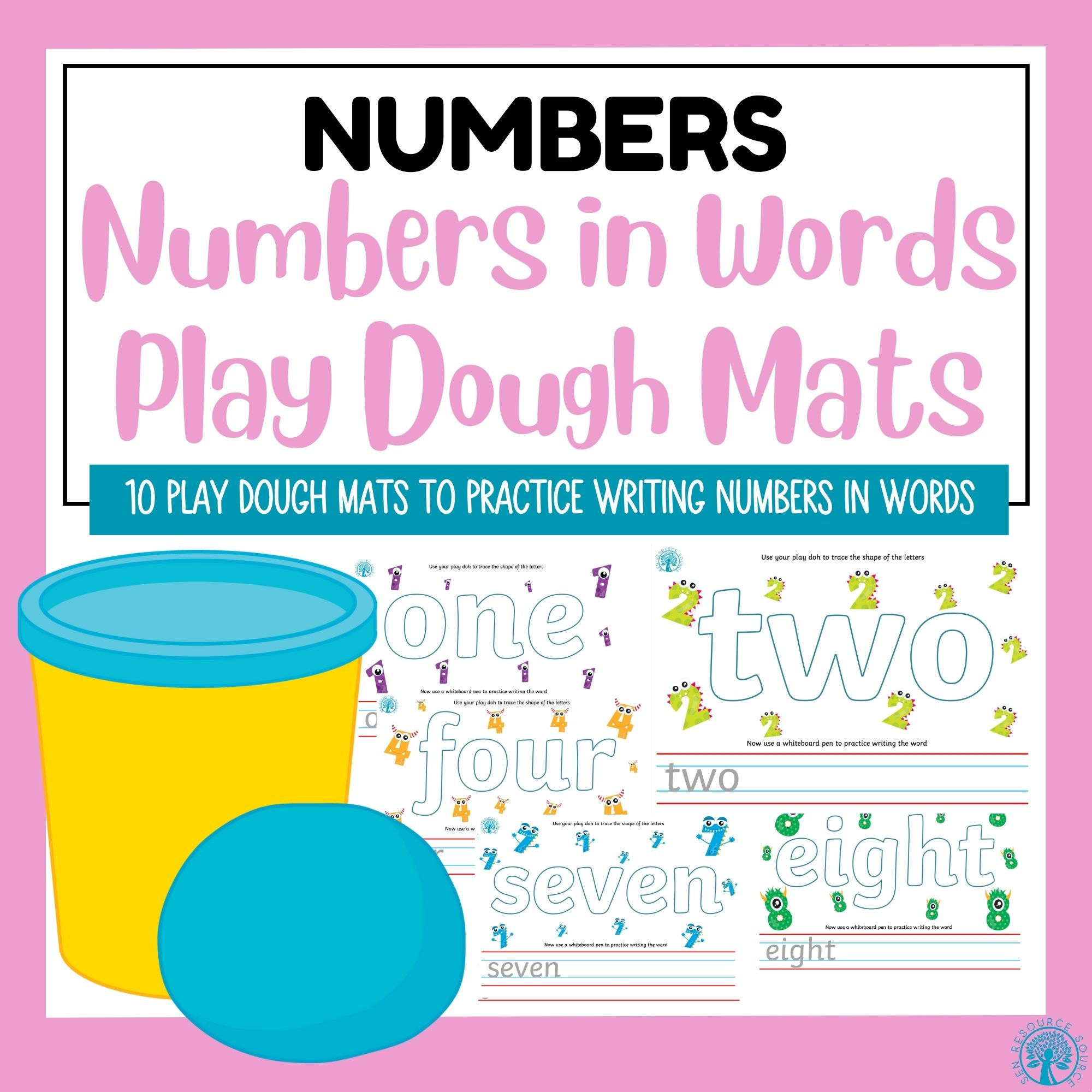 Numbers in words play dough mats