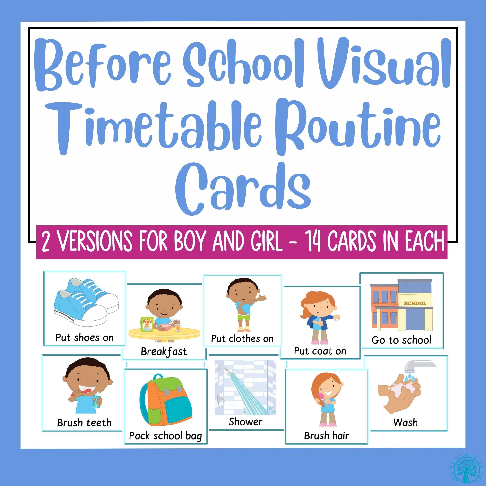 Morning Home Routine Visual Timetable Cards