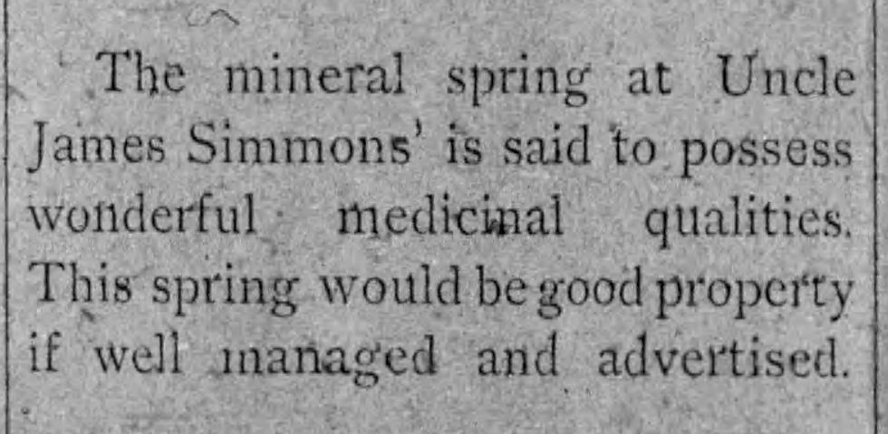 Pickens Progress 1888 mention of James Simmons mineral spring.