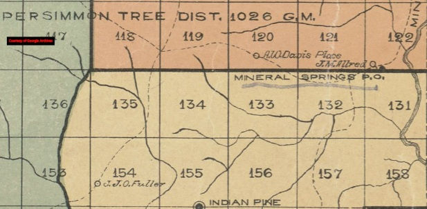 The Tate Mineral Spring was located on Land Lot 132 of the 13th Section, 2nd District