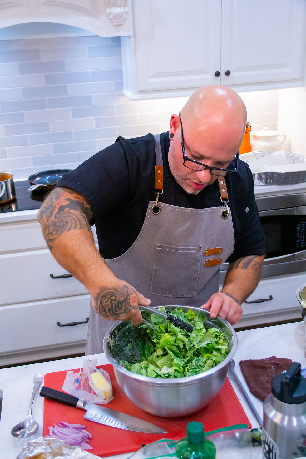 Private Chef Adam Sandroni in a 30a kitchen in Santa Rosa Beach, Florida
