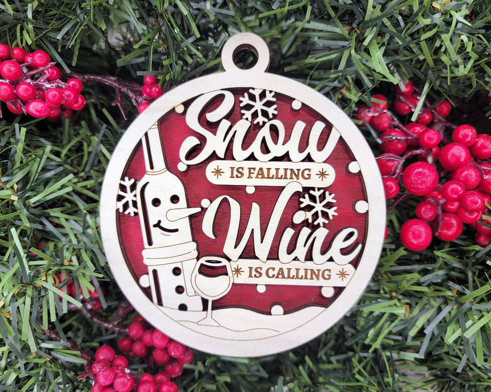Wine Ornament Snow is Falling