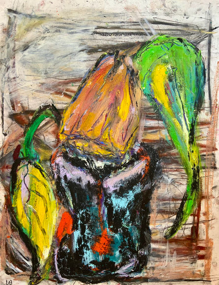 Fleurs vase noir