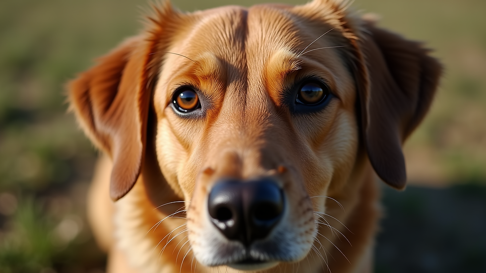Close-up view of a dog’s face with a focused expression