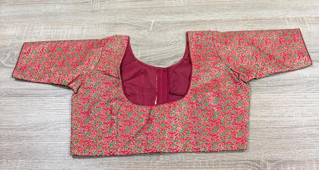Elegant Pink Jacquard Silk Saree Blouse