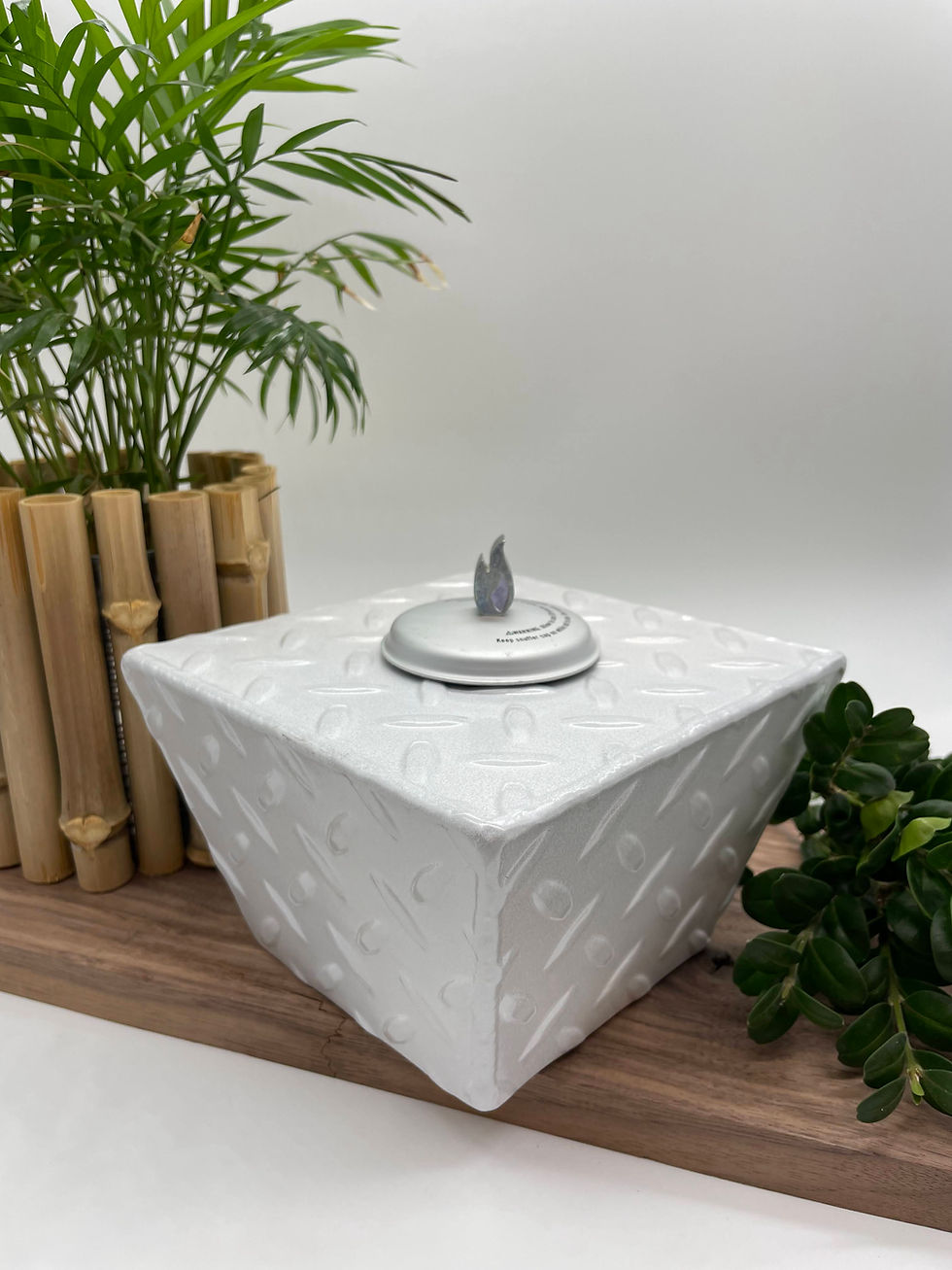 Thumbnail: Table Torch - Diamond Plate Steel with White Powder Coat