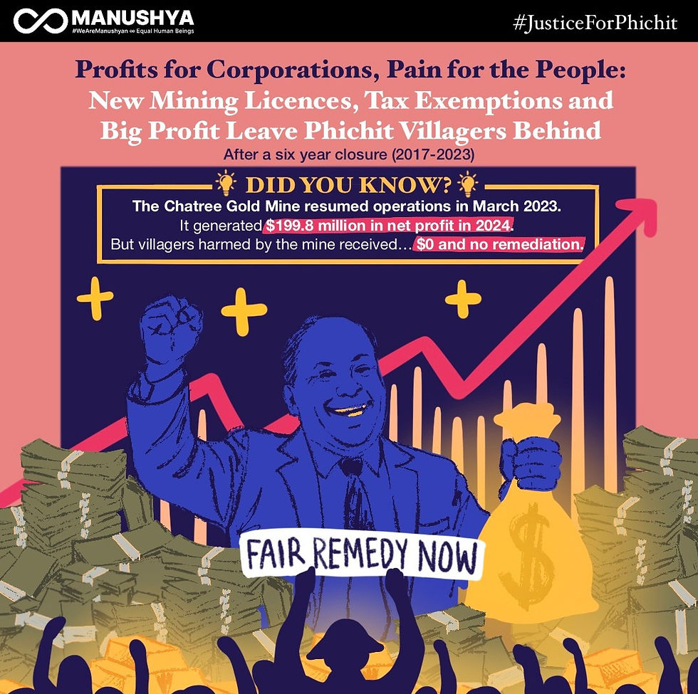 #JusticeForPhichit ✊🏽 Profit Over People: New Mining Licenses, Tax Exemptions, and Big Profit Leave Phichit Villagers Behind