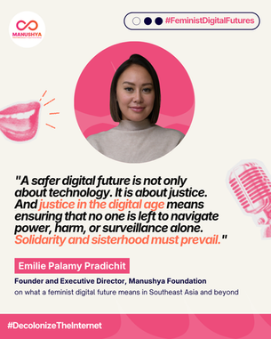 Manushya's Founder Emilie Palamy speaks on feminist futures to emerging ASEAN women digital leaders