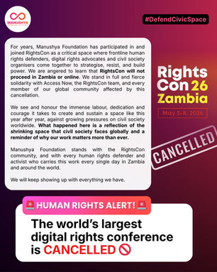 🚨 𝗛𝗨𝗠𝗔𝗡 𝗥𝗜𝗚𝗛𝗧𝗦 𝗔𝗟𝗘𝗥𝗧! 🚨 RIGHTSCON 2026 ZAMBIA HAS BEEN CANCELLED