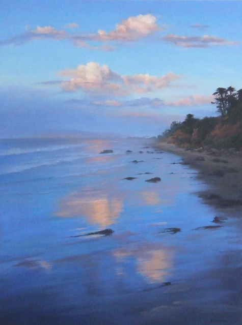 SOLD 1461. Early Morning Clouds, Butterfly Beach 48 x 36 oil on canvas $22,000