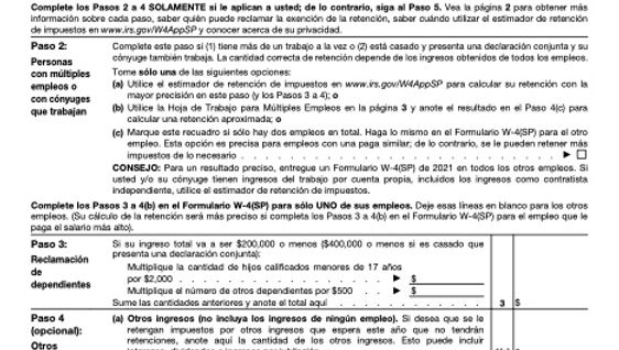 W-4 Form Certificado de Retenciones del Empleado