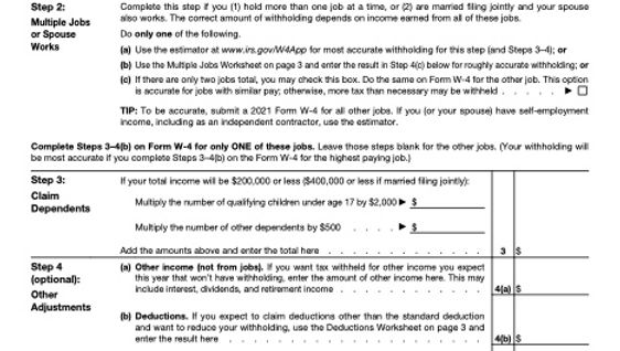 W-4 Form Employee Federal Withholding
