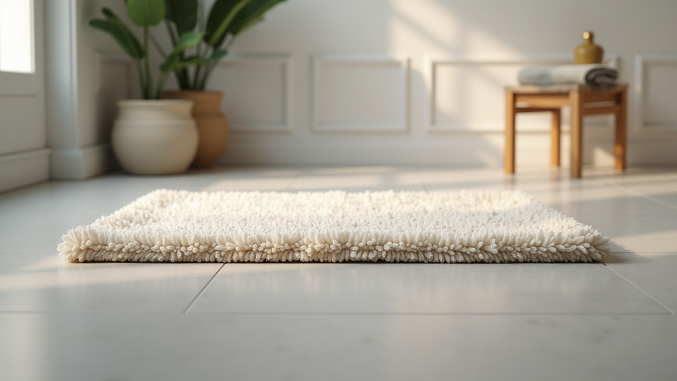 Close-up view of a plush microfiber bathroom rug